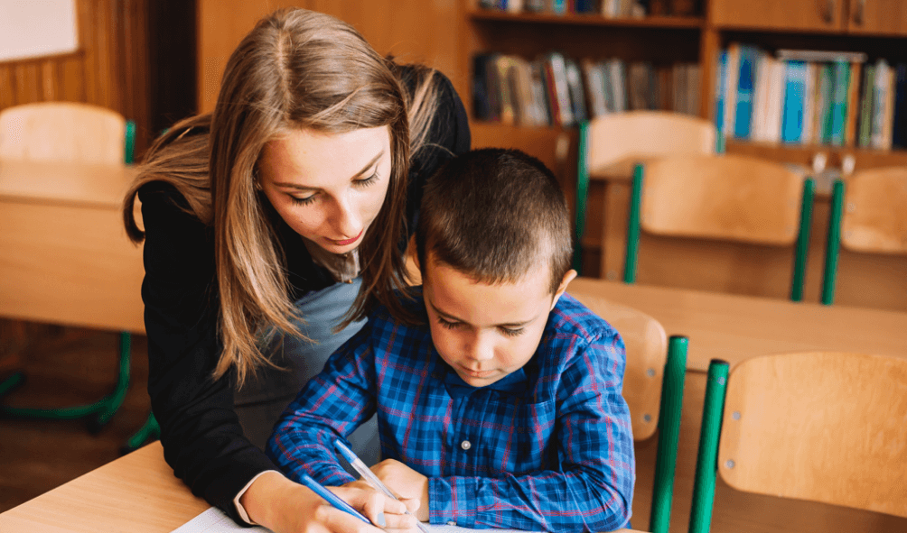 teacher and child 6th class maths course